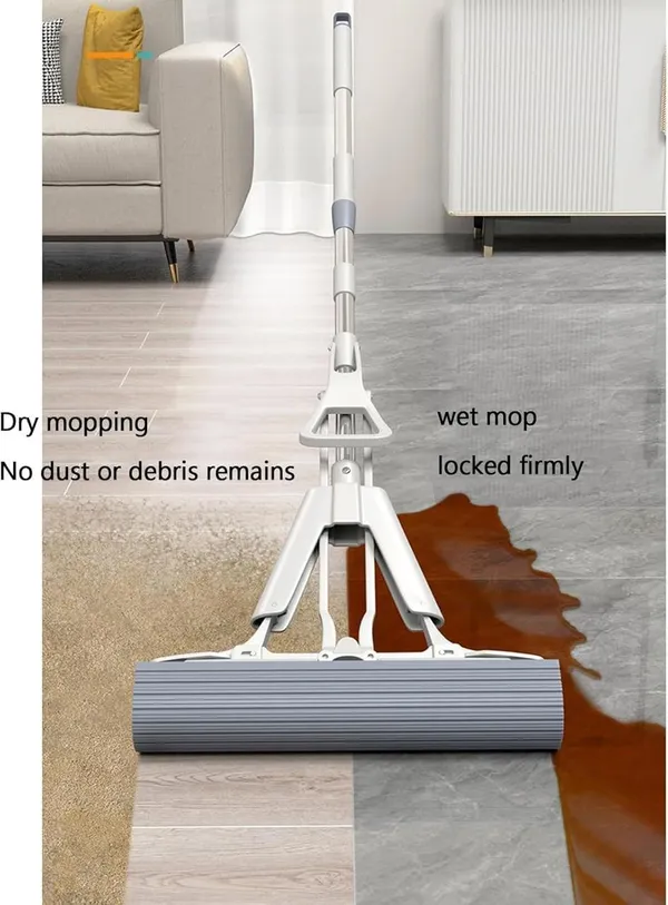 Vyralu_Grey_Cotton_Self-Wringing_Floor_Cleaning_Mop_With_Stainless_Steel_Handle