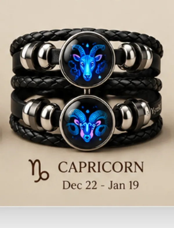 Vyralu_Black_And_Blue_Faux_Leather_Braided_Capricorn_Zodiac_Bracelet
