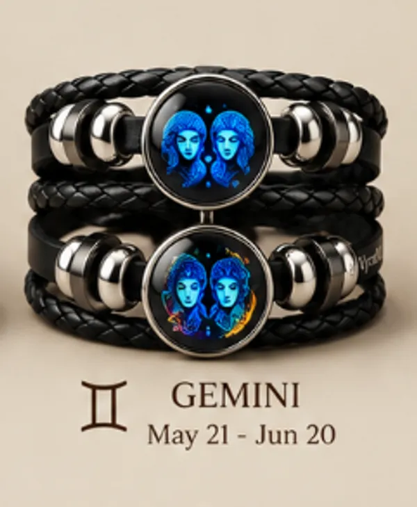 Vyralu_Black_And_Blue_Faux_Leather_Braided_Gemini_Zodiac_Bracelet_Set