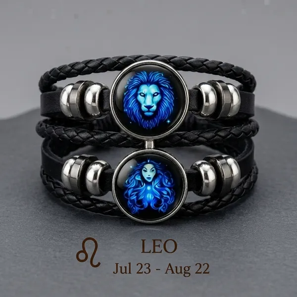 Vyralu_Black_And_Blue_Faux_Leather_Leo_Zodiac_Glow_Glass_Charm_Bracelet_Set