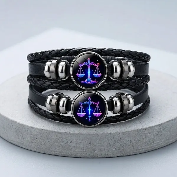 Vyralu_Black_And_Blue_Faux_Leather_Braided_Libra_Zodiac_Bracelet_Set