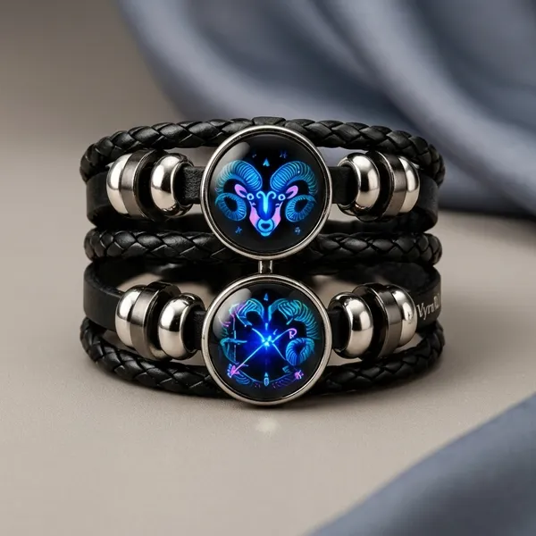 Vyralu_Black_And_Blue_Faux_Leather_Aries_Zodiac_Glass_Charm_Braided_Bracelet