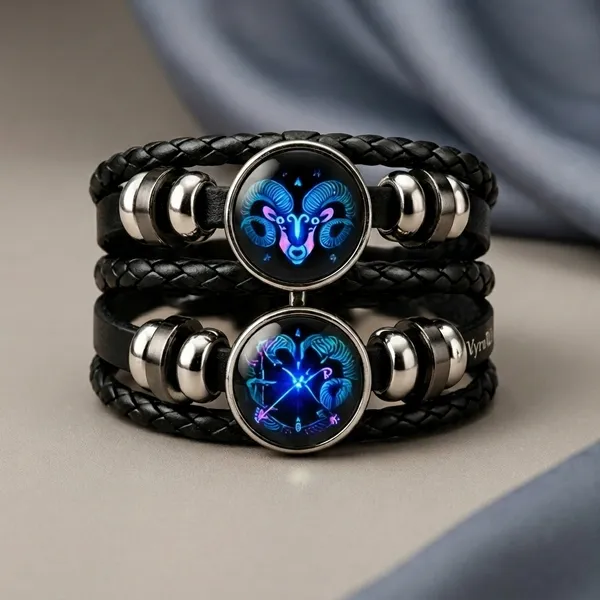 Vyralu_Black_And_Blue_Faux_Leather_Aries_Zodiac_Glass_Charm_Braided_Bracelet
