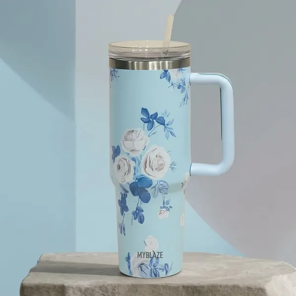 Vyralu_Blue_Stainless_Steel_Floral_Print_Insulated_Travel_Tumbler_1200_Ml