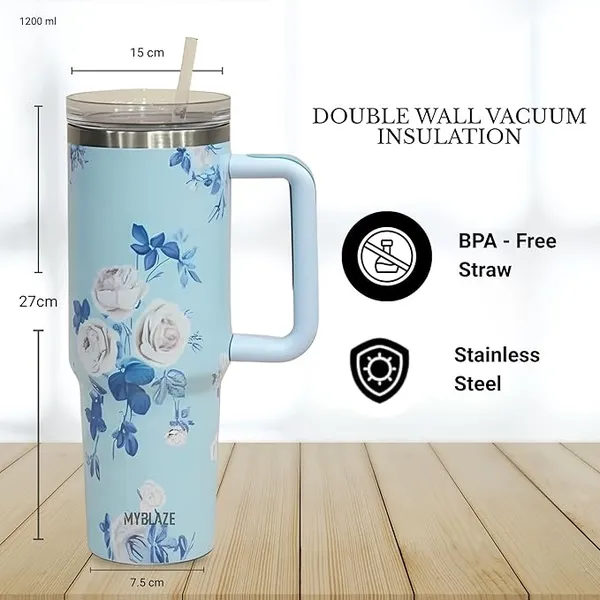 Vyralu_Blue_Stainless_Steel_Floral_Print_Insulated_Travel_Tumbler_1200_Ml