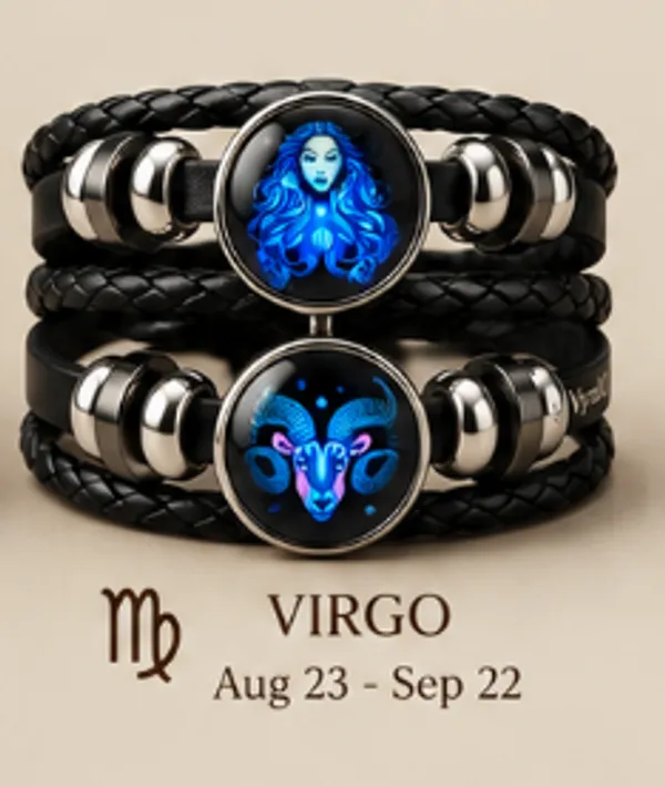 Vyralu_Black_And_Blue_Faux_Leather_Virgo_Zodiac_Glow_Glass_Charm_Bracelet_Set