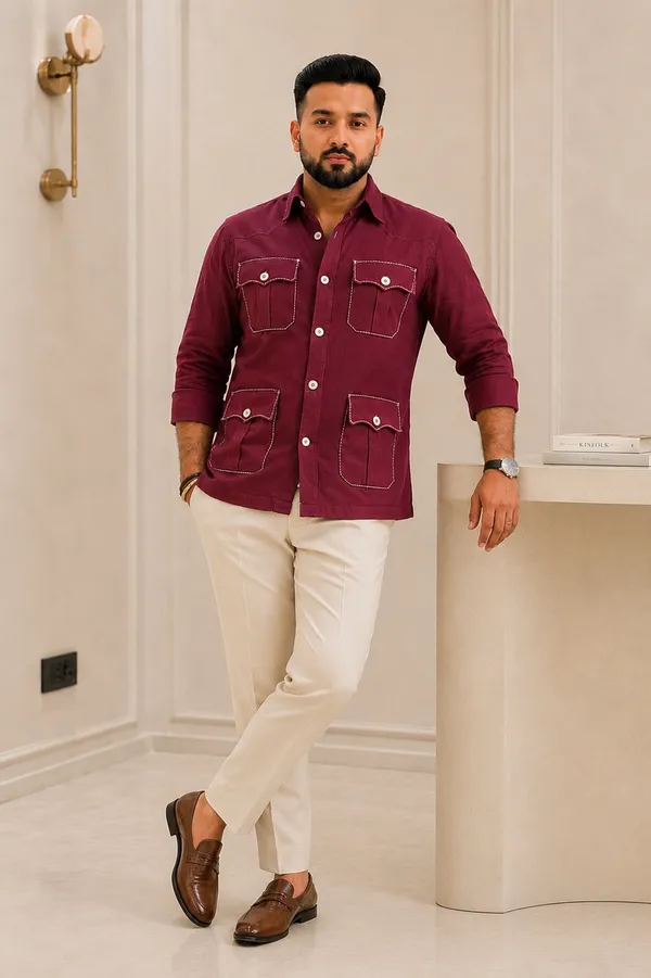 Maroon_Pure_Linen_Hunter_Shirt