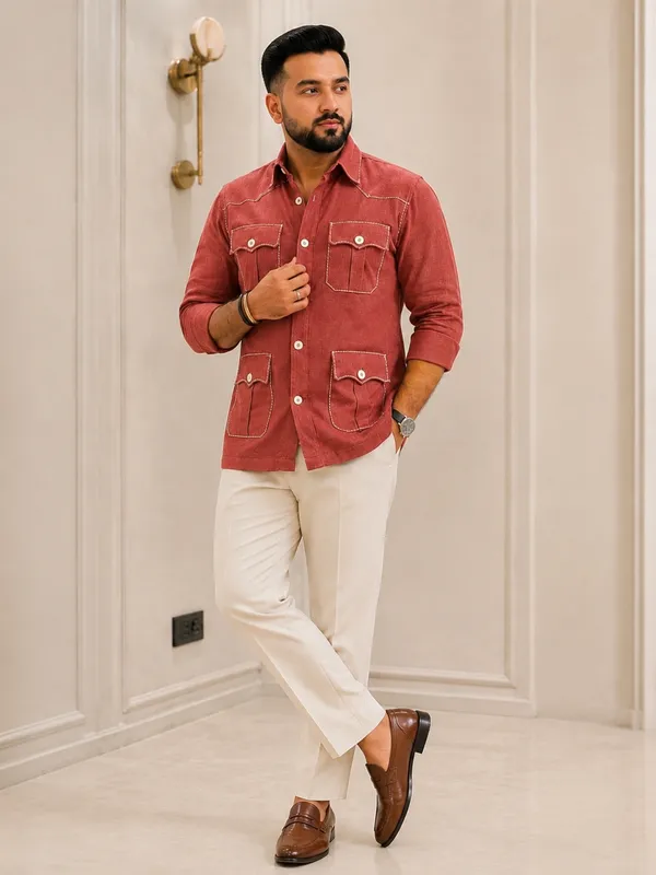 Rust_Pure_Linen_Hunter_Shirt_