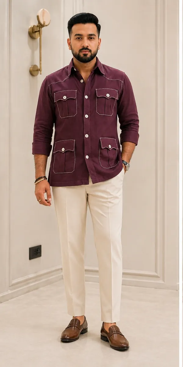 Wine_Blended_Linen_Relaxed_Fit_Hunter_Shirt_For_Men