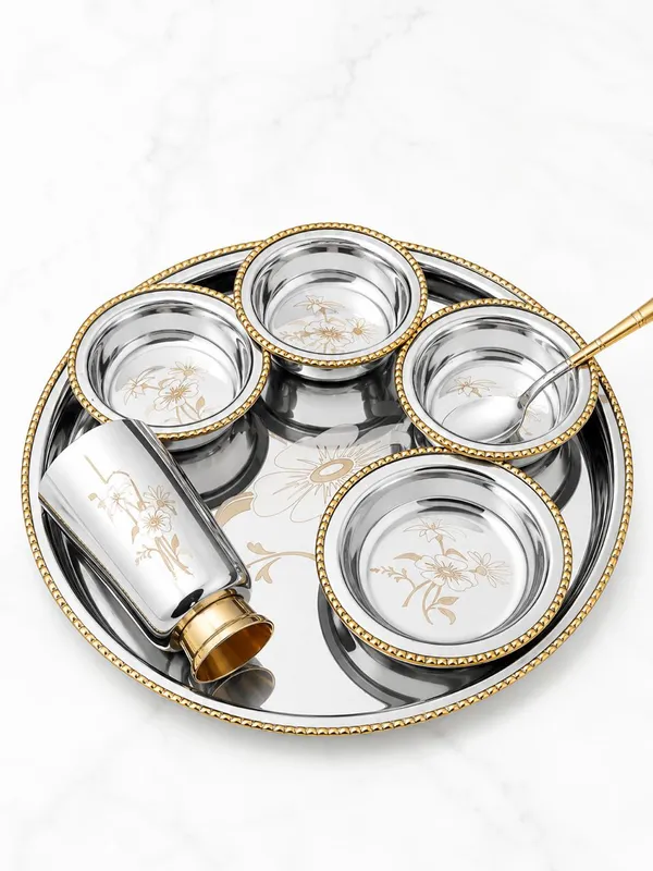 Steel_And_Brass_Golden_Mandala_Dinner_Set_Combo