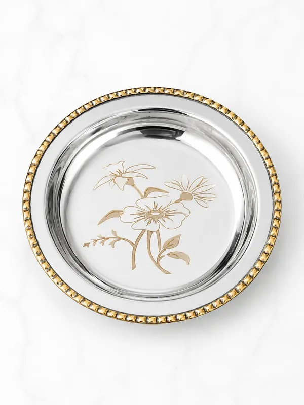 Gold_And_Silver_Brass_Floral_Design_Dining_Food_Serving_Set_5_Pieces