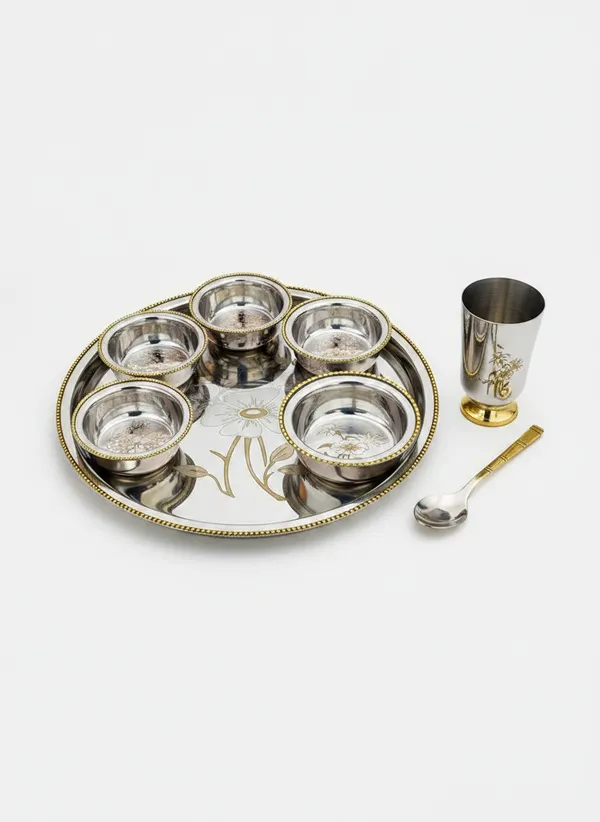 Brass_Gold_Floral_Serving_Set_And_Thali_Set_Combo