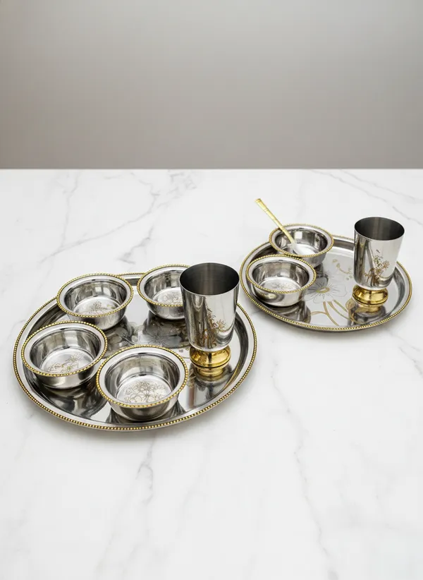Brass_Gold_Floral_Serving_Set_And_Thali_Set_Combo
