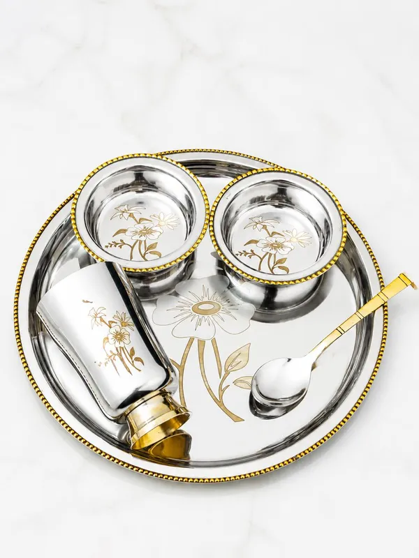 Brass_Gold_Floral_Serving_Set_And_Thali_Set_Combo