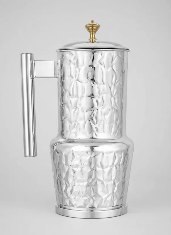Steel_Hammered_Finish_Brass_Knob_Water_Serving_Jug_2L