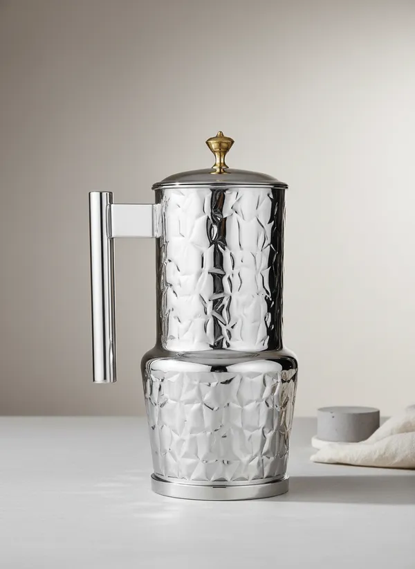 Steel_Hammered_Finish_Brass_Knob_Water_Serving_Jug_2L