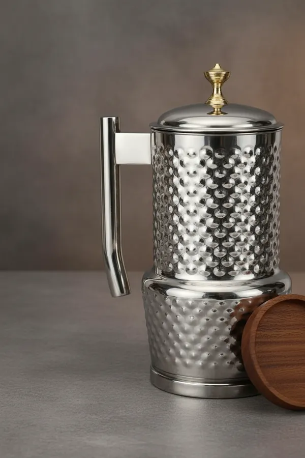 Steel_Hammered_Finish_Brass_Knob_Water_Serving_Jug_2L