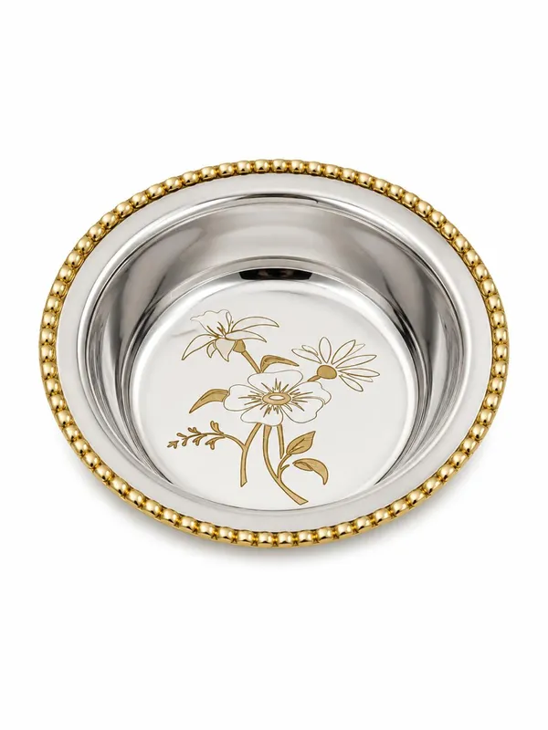 Gold_And_Silver_Brass_Floral_Design_Dining_Food_Serving_Set_5_Pieces