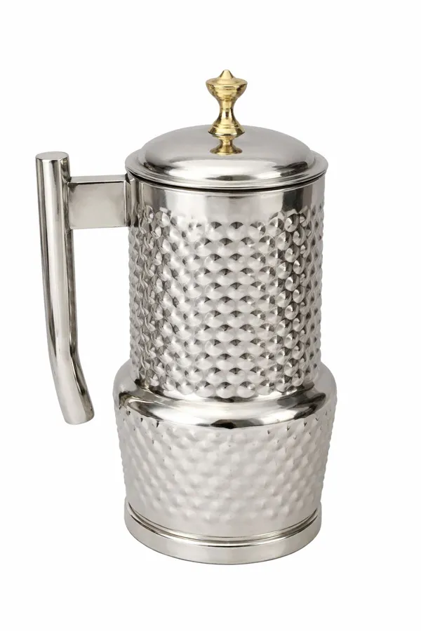 Hammered_Finish_Water_Serving_Jug_Duo_Brass_And_Steel