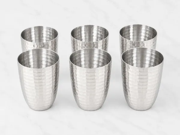 Hammered_Steel_And_Brass_Floral_Drinking_Glass_Set_Combo