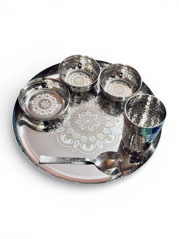 Steel_Hammered_Finish_Silver_Dining_Dinner_Set_6_Pieces