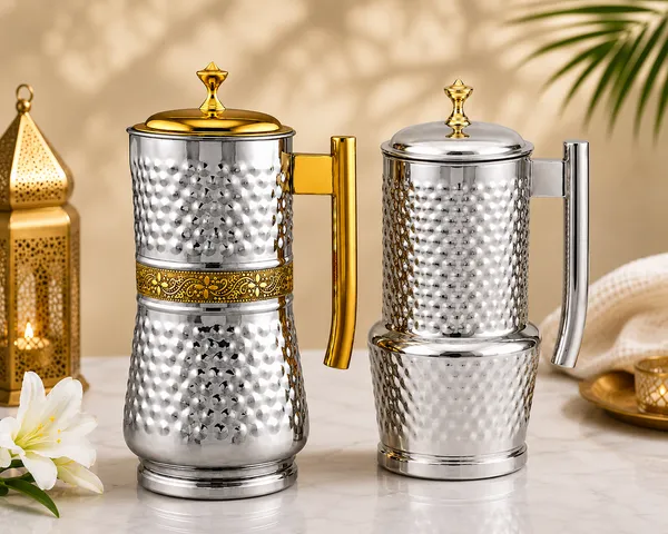 Hammered_Finish_Water_Serving_Jug_Duo_Brass_And_Steel