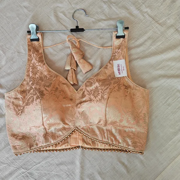Golden_Banarasi_Silk_Padded_Blouse_For_Women