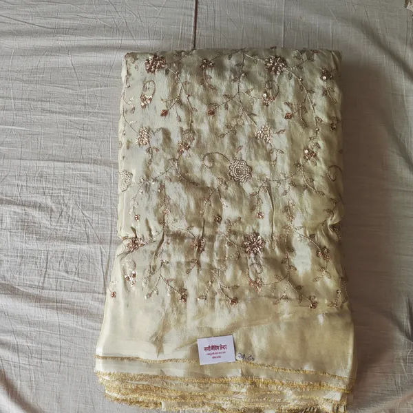 Cream_Tissue_With_Hand_Work_Unstitched_Material_For_Women