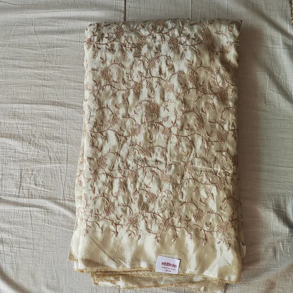 Cream_Tissue_With_Zari_Work_Unstitched_Material_For_Women