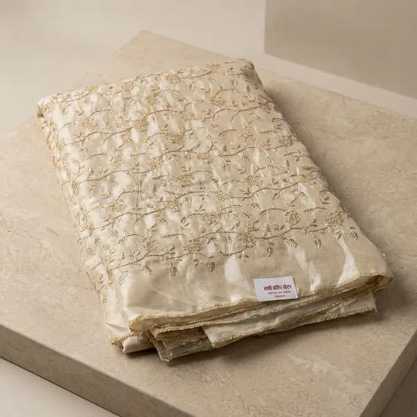 Cream_Tissue_With_Zari_Work_Unstitched_Material_For_Women