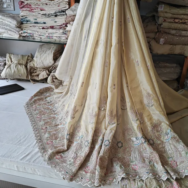 Cream_Tissue_With_Hand_Work_Unstitched_Material_For_Women