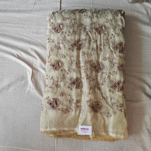 Cream_Tissue_With_Hand_Work_Unstitched_Material_For_Women