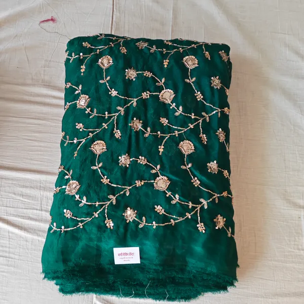 Green_Silk_With_Hand_Work_Unstitched_Material_For_Women