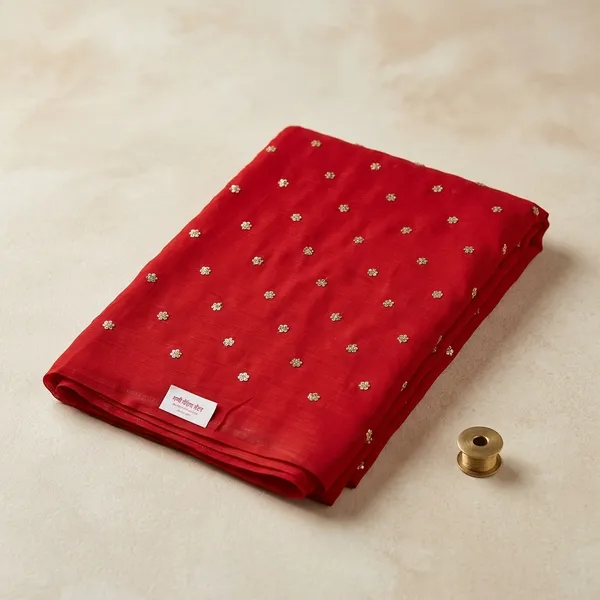 Red_Silk_With_Buti_Work_Unstitched_Material_For_Women