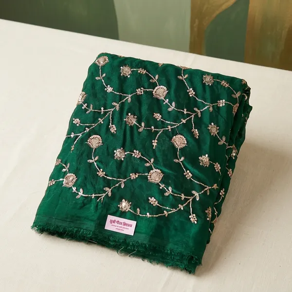 Green_Silk_With_Hand_Work_Unstitched_Material_For_Women