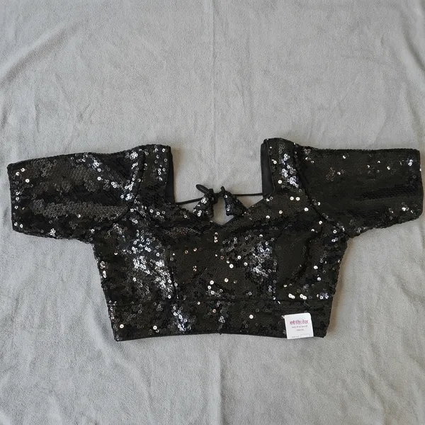Black_Sequin_Fancy_Design_Blouse_For_Women