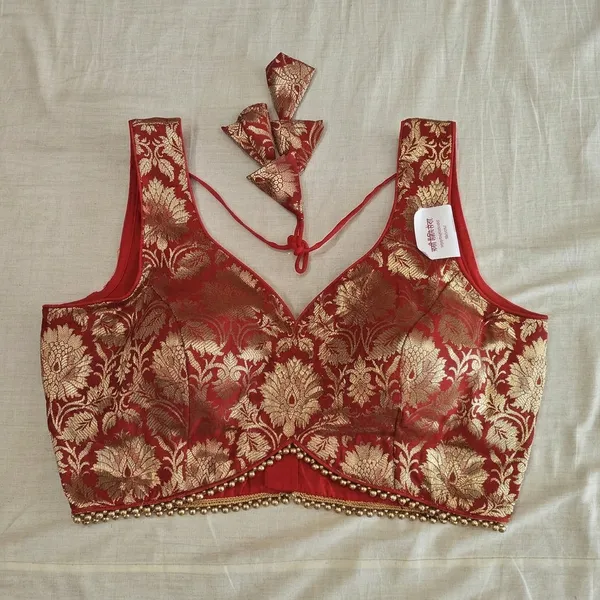 Red_Banarasi_Silk_Blouse_For_Women