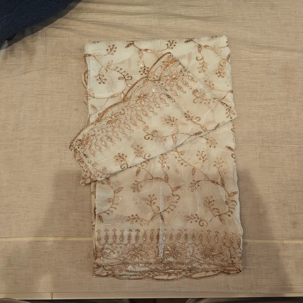 Cream_Chinon_With_Work_Dupatta_For_Women