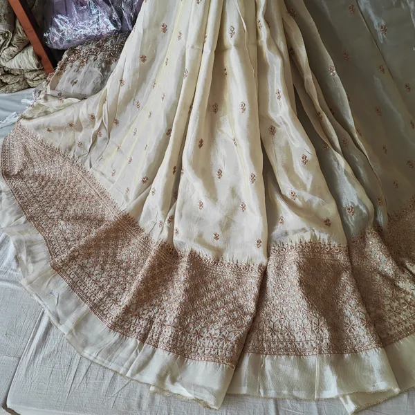 Cream_Tissue_With_Zari_Work_Unstitched_Material_For_Women