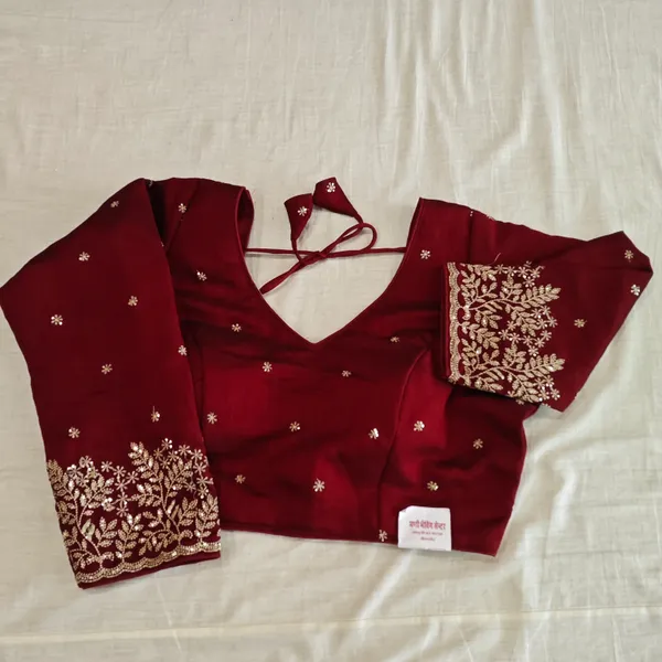 Maroon_Silk_With_Work_Blouse_For_Women