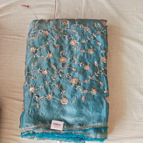 Turquoise_Silk_With_Hand_Work_Unstitched_Material_For_Women