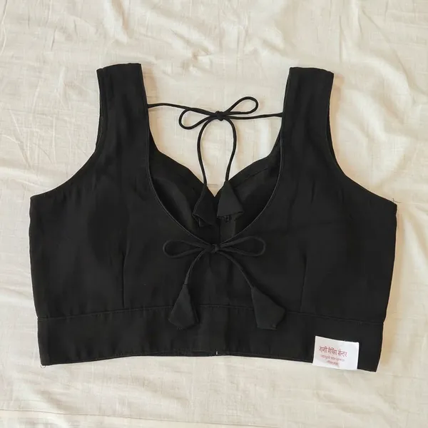 Black_Crepe_Fancy_Design_Blouse_For_Women