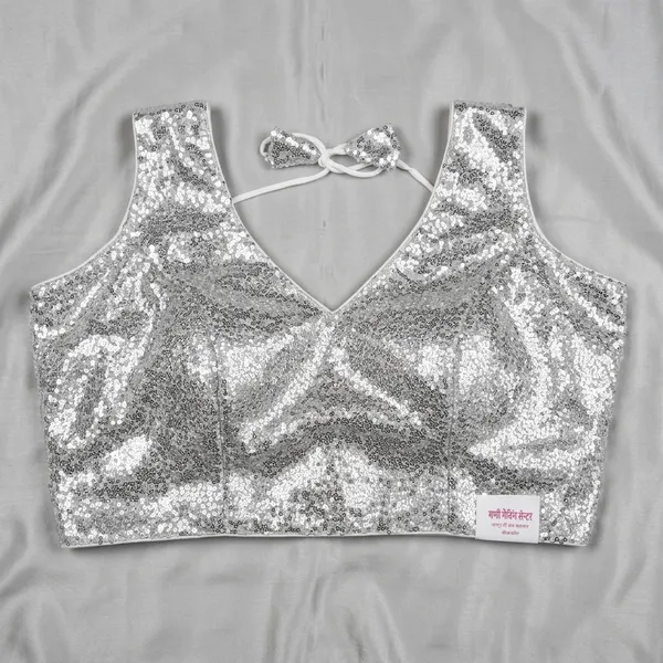 Silver_Sequin_Sleeveless_Blouse_For_Women