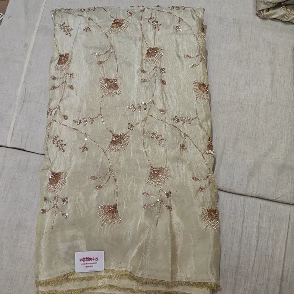 Cream_Tissue_With_Hand_Work_Unstitched_Material_For_Women