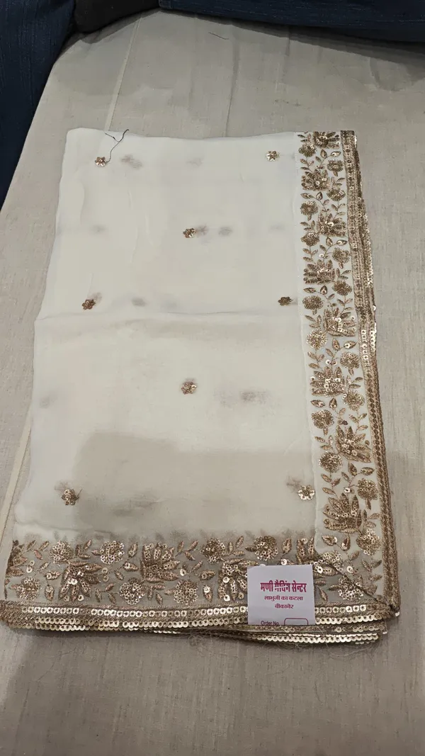 White_Georgette_With_Buti_Work_Dupatta_For_Women