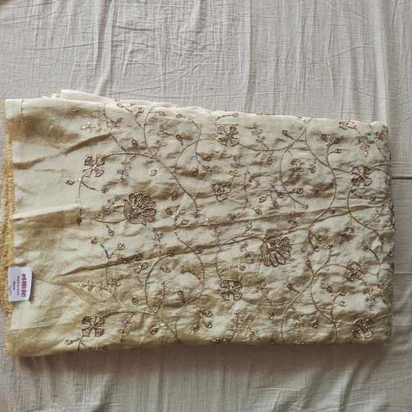 Cream_Tissue_With_Hand_Work_Unstitched_Material_For_Women