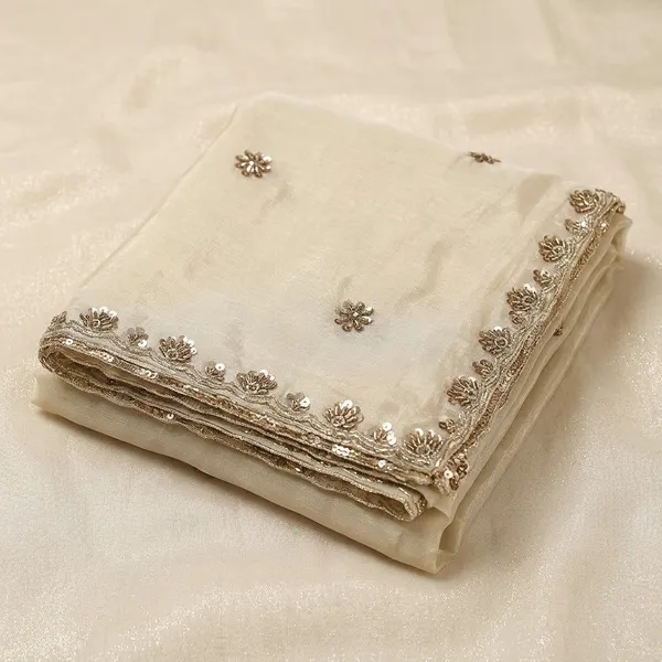 Cream_Tissue_With_Hand_Work_Dupatta_For_Women