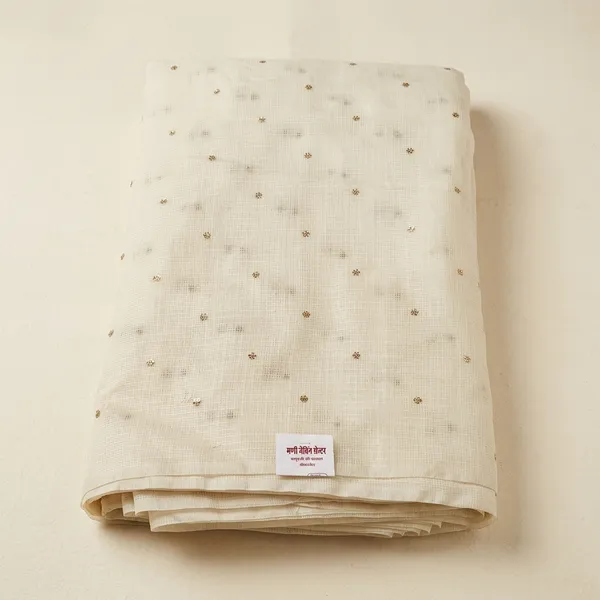 Off_White_Chanderi_With_Self_Banarasi_Buti_Unstitched_Material_For_Women