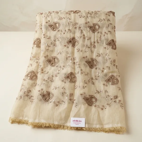 Cream_Tissue_With_Hand_Work_Unstitched_Material_For_Women