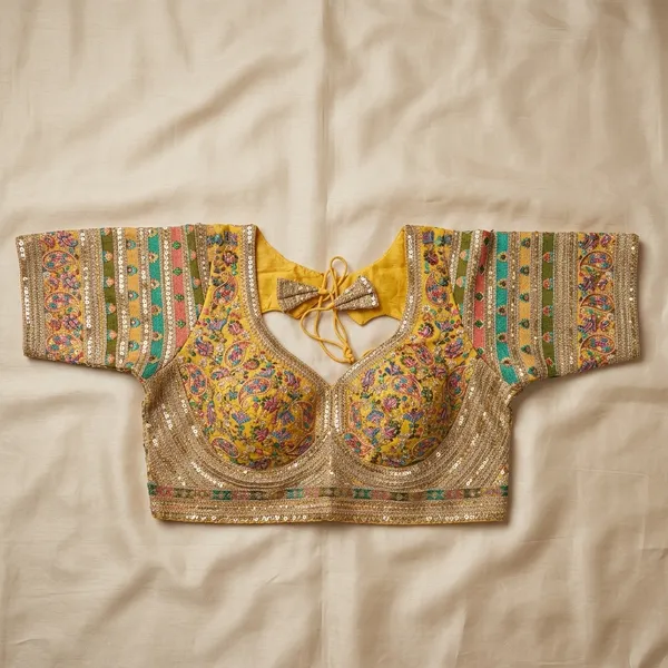 Yellow_Silk_With_Work_Blouse_For_Women